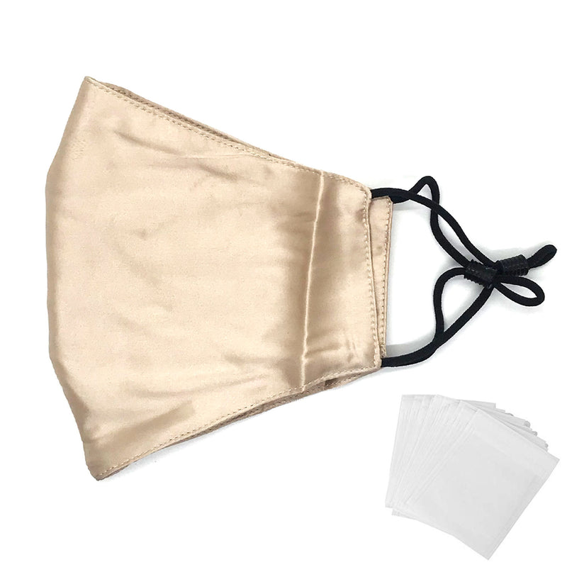 Silk Face Mask with Filter (Champagne)