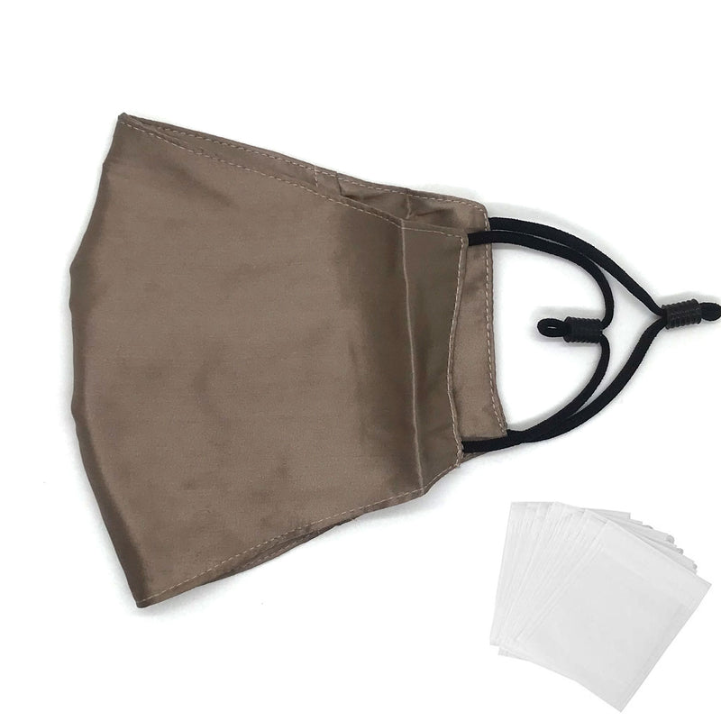 Silk Face Mask with Filter (Coffee)