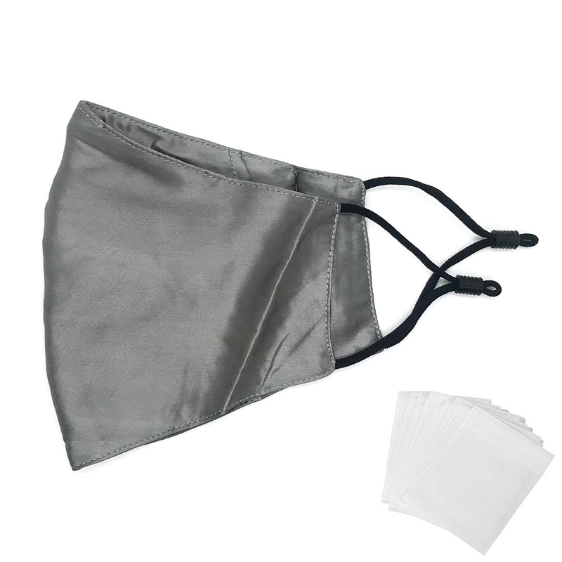 Silk Face Mask with Filter (Grey)