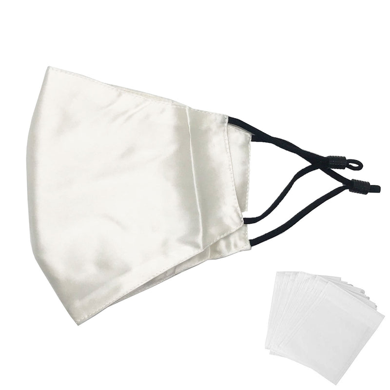 Silk Face Mask with Filter (White)